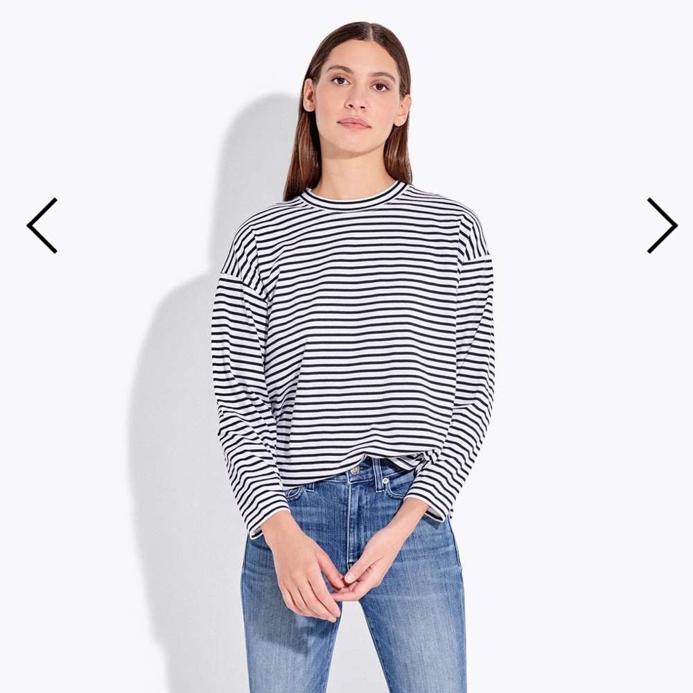 Striped Black and White And Blue And White Women's Top Set Of 2 Ayr French fry